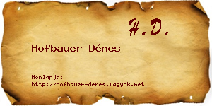 Hofbauer Dénes névjegykártya